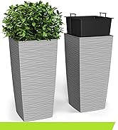 Mueller M-Resin Heavy Duty Tall Planter, Indoor/Outdoor Grande Plant, Tree, Flower Pot, 2-Piece S...