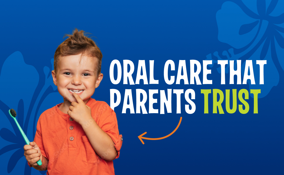 Smiling toddler holding a toothbrush, Tanner&amp;#39;s Tasty Paste oral care parents trust