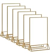 HIIMIEI Acrylic Gold Sign Holder, 5x7 Gold Acrylic Picture Frames Clear Double Sided Menu Holder ...