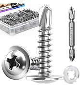 mxuteuk 420PCS #8×3/4" Self Tapping Screws,410 Stainless Steel Self Drilling Screws,Phillips Modi...