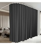 MaKefeile Room Divider Curtains &amp; Flexible Bendable Tracks Set,Privacy Dividers Ceiling Track Cur...