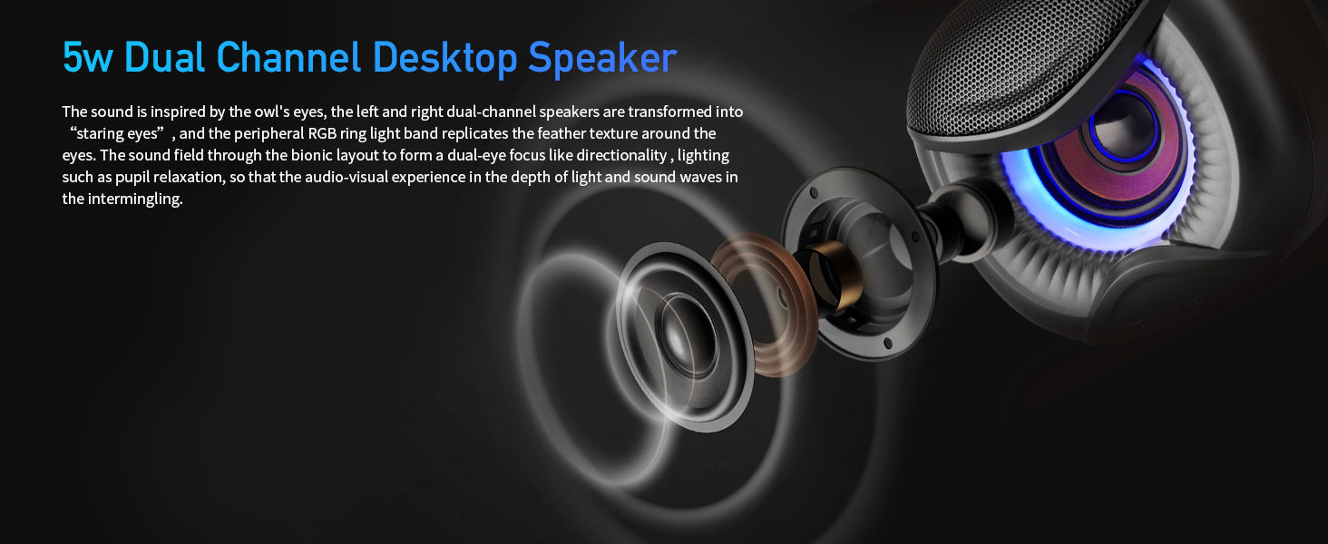 5 Watt Dual Channel Owl Computer Speakers