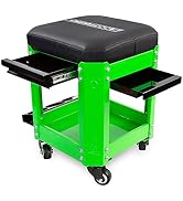 OEMTOOLS 24993 Workshop Creeper Seat (Green), Mechanics Stool with Wheels, Rolling Work Seat with...