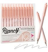 RIANCY Premium Pink Gel Pens - Smooth Writing, Quick Dry, Set of 12 - Ideal for Journaling, Note-...