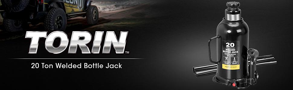 Torin Hydraulic Welded Bottle Jack, 20 Ton (40,000 lb) Capacity, Black