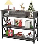 Mexin 39 Inch Console Sofa Table with Drawer, Entryway Table with Storage Shelves, Industrial Woo...