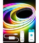 PAUTIX RGB Smart IC COB LED Strip Light USB 5V 6.56ft/2m,Work with Alexa/Google Assistant,Color C...