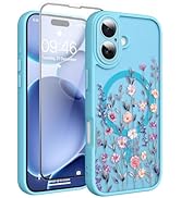 Fsoole Magnetic for iPhone 17 Case with Screen Protector [Compatible with MagSafe] Pretty Flower ...