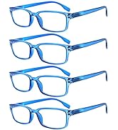 Kerecsen 4 Pack Reading Glasses for Women/Men Spring Hinges Readers Glasses Lightweight Eyeglasses