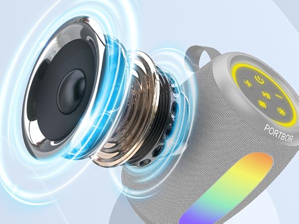 Portable small speaker and loud sound! Clear bass, powerful midrange, hifi teble.