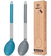 Pack of 2 Large Silicone Cooking Spoon Non Stick Solid Basting Spoons Heat-Resistant Kitchen Uten...