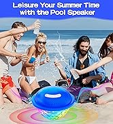 KingSom Bluetooth Pool Speaker,Floating Pool Speaker with Colorful Lights,Hot Tub Speaker IP68 Wa...