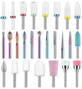 26pcs Nail Drill Bits Set, 3/32inch Professional Ceramic Safety Bits for Nail Drill, Diamond Cuti...