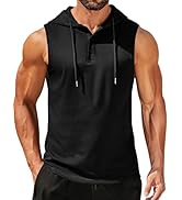 COOFANDY Men's Workout Hooded Tank Tops Sleeveless Gym Hoodies Cotton Muscle Cut Off Shirt Bodybu...
