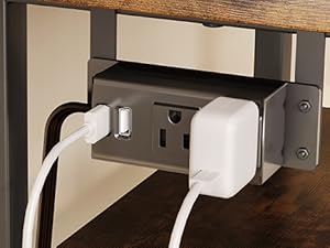 4-Tier AV Media Stand with Power Outlet, Wooden Record Player Stand