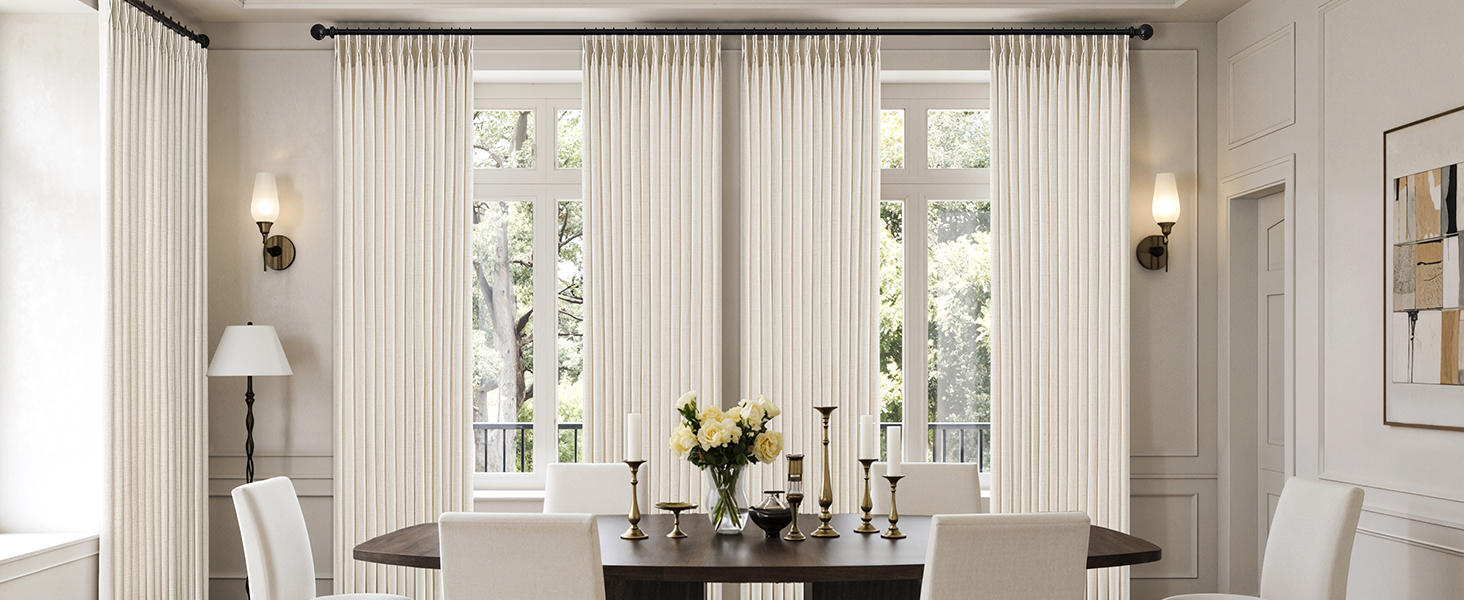 pleated curtains 4 panels