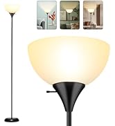 Standing Lamp, Led Floor Lamps for Living Room, Drop-Resistant White Lampshade, Rotary Switch, In...