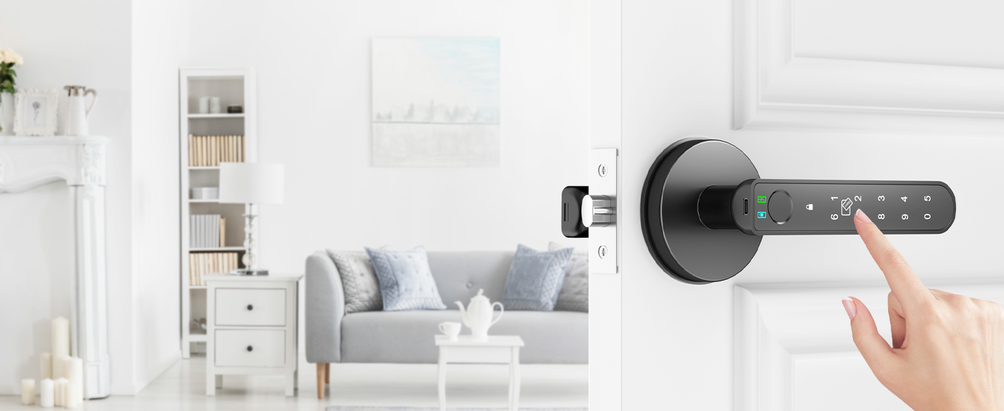door knob with keypad code unlock black