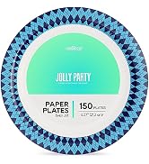 JOLLY PARTY 150 Count Paper Plates, 8.37 inch Disposable Paper Plates Bulk, Dinner Paper Plates, ...