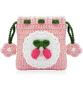 WisePoint Drawstring Coin Pouch, Hand-made Cotton Coin Wallet Knitted Coin Purse for Women, Cute ...