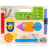 Montessori Busy Board for Toddlers, Wooden Sensory Toys, Preschool Learning Activities for Fine M...