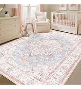CAPALOCA Machine Washable Rugs Nursery Rug 5x7 Cute Girl Non Slip Low Pile Water Repellent Soft P...