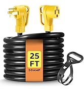 RV/EV Extension Cord Outdoor with Grip Handle, Flexible Heavy Duty 6/3+8/1 Gauge STW 4 Prong25FT ...
