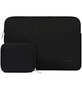 Black laptop sleeve with a smaller matching accessory pouch. Zipper closures visible on both items.