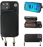 Bocasal Crossbody Wallet Case for iPhone 14, RFID Blocking Leather Purse Case with Card Holder, P...