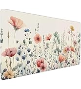 Buslint Mouse Pad, Watercolor Floral Design, XXL Gaming Desk Mat 35.4 x 15.7 Inches, Non-Slip Rub...