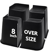 HANIHUA Bed Risers 8 inch Heavy Duty, 4 Pack Oversized Furniture Risers, Black Bed Lifts Risers f...