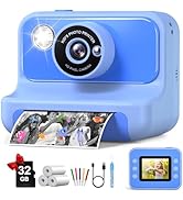 Kids Camera Instant Print, Christmas Birthday Gifts for Girls and Boys, Kids Camera with 32GB Car...