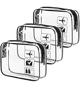 MODENGKONGJIAN TSA Approved Toiletry Bag, 3 Pcs Clear Toiletries Bags Quart Size Travel Makeup Co...