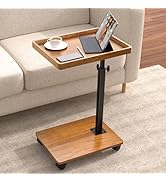 XNSDXV C Table End Table Adjustable Height, 360°Swivel TV Tray Table for Small Spaces, Couch Tabl...