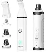 oneisall Dog Nail Grinder and Paw Trimmer Kit 3 in 1 Quiet Rechargeable Electric Pet Nail Grinder...