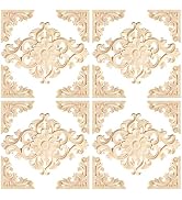 20pcs(4 Pack) Wood Appliques Decorative Carved Onlays, Wooden Carved Appliques DIY Decoration for...