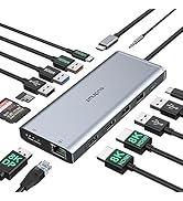 USB C Docking Station Dual Monitor HDMI for Dell/HP Laptop, Triple 4K Display Single 8K@30Hz/4K@1...