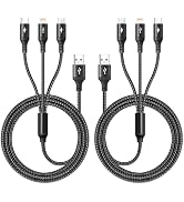 2Pack Multi Charger Cable [3.5A/6ft] UZAHSK 3 in 1 Braided USB Fast Charging Cable with IP/Type C...