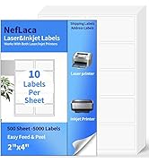 NefLaca 2"x4" Shipping Address Labels, 10-UP Blank Mailing Labels, White Self-Adhesive Customized...