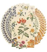 Floral Paper Napkins for Plates-60pcs Disposable Flower Guest Long Napkins for Party/Wedding/Birt...
