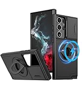 ANNGELAS for Samsung Galaxy S23 Ultra Mag-Safe Kickstand Case with Slide Camera Cover,Slim Shockp...