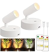 maylit 2 Pack Rechargeable Spotlights Indoor, Battery Operated Tree Lights, Plant Uplighting Pict...
