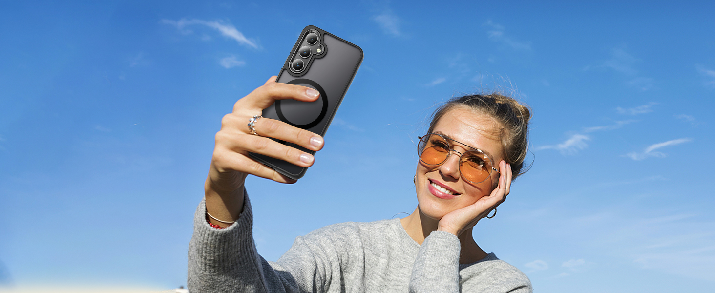 a black matte case, elegant, stylish, attractive