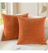 CaliTime Fall Throw Pillow Covers Decorative 18 X 18 Inches Pack of 2 Cozy Chenille Cushion Cases...