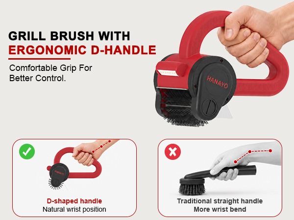 GRILL BRUSH WITHERGONOMIC D-HANDLE