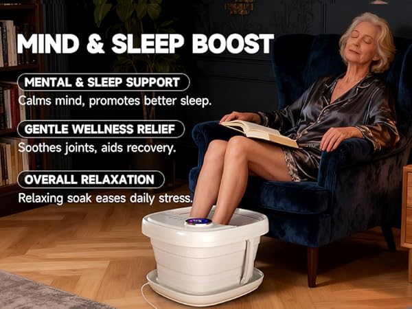 Collapasible Foot Spa Bath Massager with Heat, Pedicure Foot Spa with Bubbles and Jets/Timer