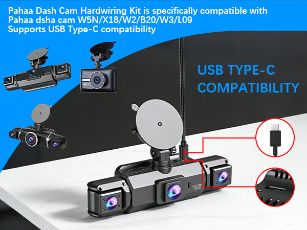 Dash cam Hardwired kit, USB-C Hardwired Cable kit, 12V-24V to 5V Hardwired Cable kit