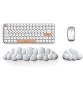 Lauspuck Cloud Keyboard Wrist Rest Pad Set,Enlarge PU Leather Memory Foam Wrist Cushion Support,E...
