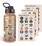 National Parks Water Bottle with Stickers and Straw,32oz Double Wall Vacuum Wide Mouth Insulated ...