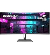 Deco Gear 34-Inch Business Curved Ultrawide WQHD Monitor 3440 × 1440 R1500 100Hz 1ms 99% sRGB HDR...